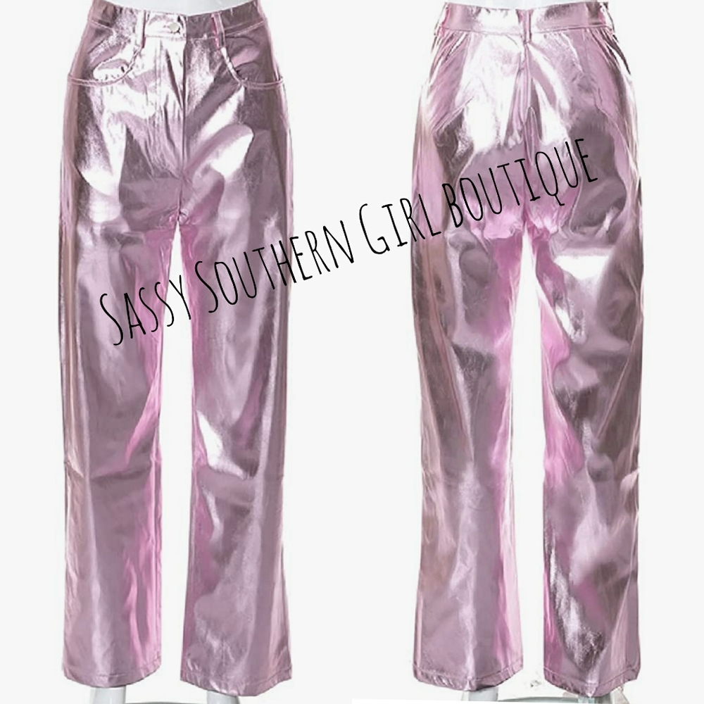 🆕⭐Pink metallic vegan leather pants - Picture 12 of 16